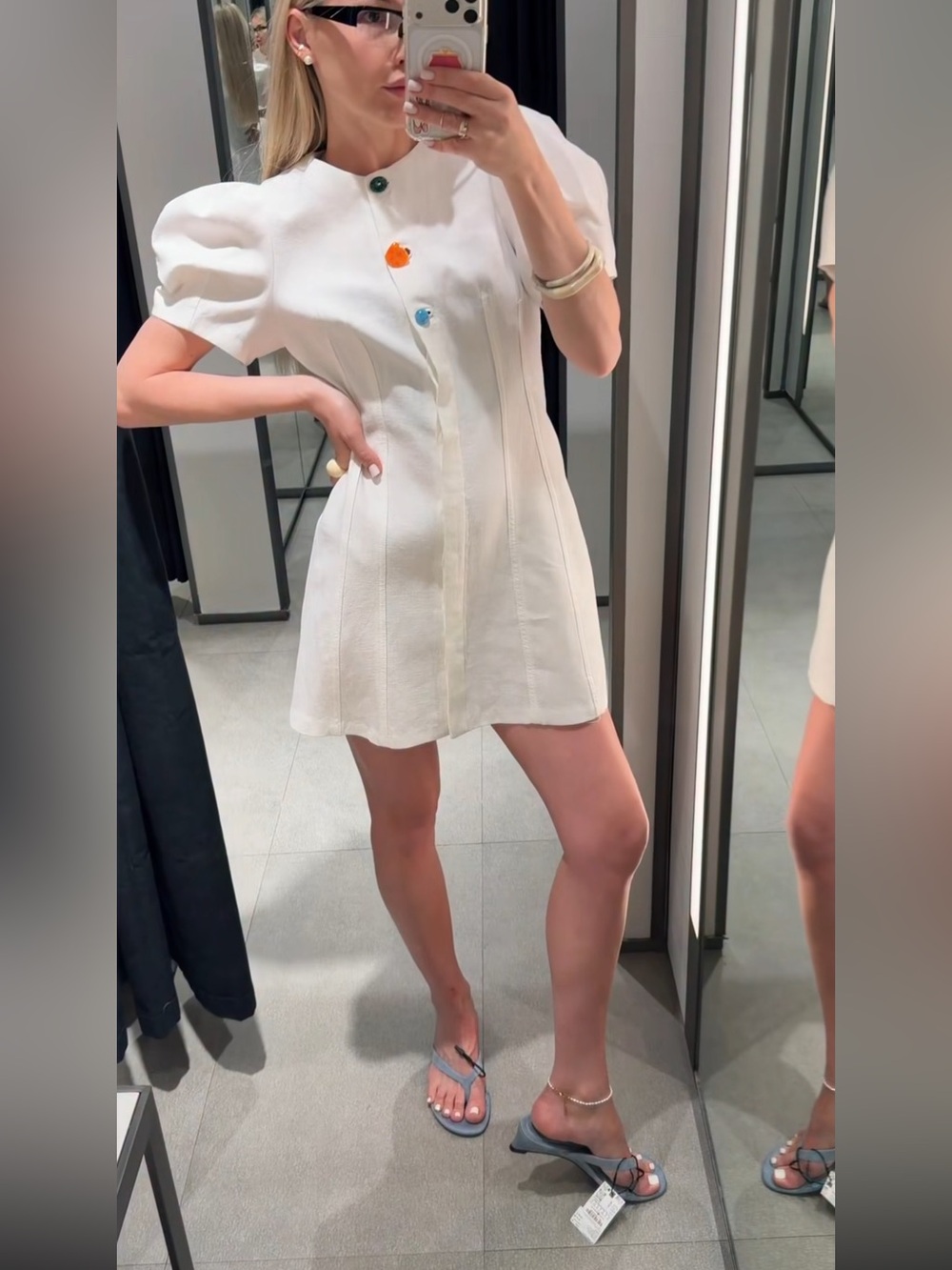 ZARA BALLOON SLEEVE SHORT DRESS - Picture 4 of 10